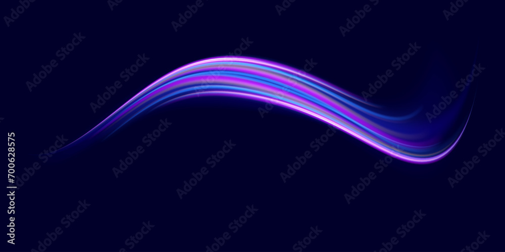 Light trail wave effect. Abstract motion lines, glowing headlights and optical fiber, PNG glow curve swirl, road car headlights and glowing white speed lines on a swirl light on the road. Light trail wave effect. Abstract motion lines, glowing headlights and optical fiber, PNG glow curve swirl, road car headlights and glowing white speed lines on a swirl light on the road.