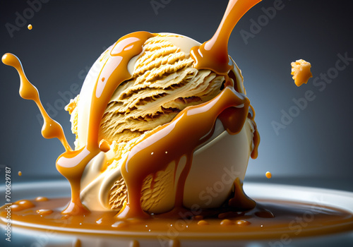 salted caramel scoop of ice cream photo