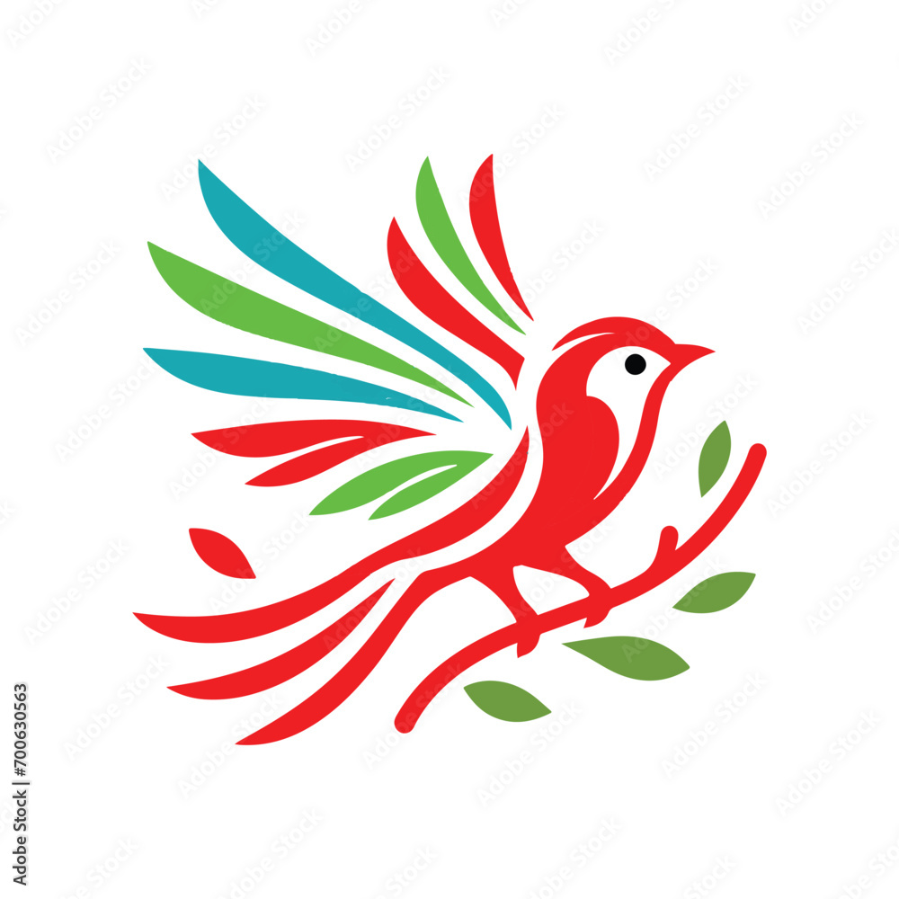 Illustration design of a bird on a tree branch Illustration design of a bird on a tree branch