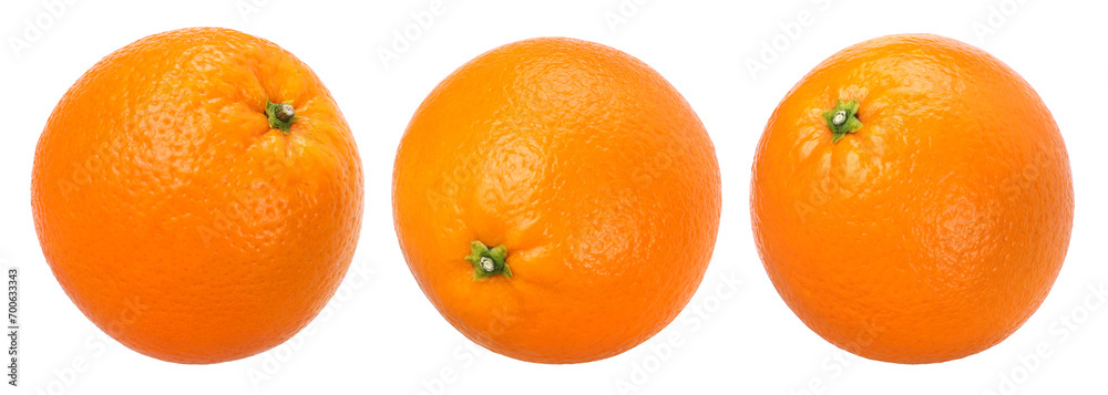 Orange fruit isolated, transparent PNG, PNG format, full depth of field, collection - obrazy, fototapety, plakaty 