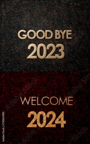 Happy New Year 2024 greeting card