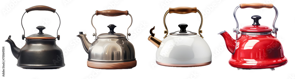 kettle isolated on a transparent PNG background, white background, Generative Ai