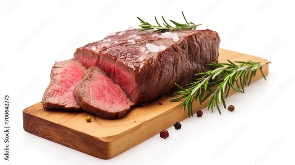 Fillet Steak Beef Meat on White Background. Food, Protein, Ranch, Farm
