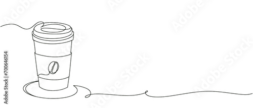 Coffee cup line art style with transparent background eps