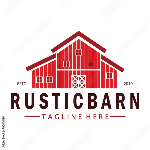 Vintage organic farmhouse or barn,warehouse, rustic barn and animal farmhouse logo design.