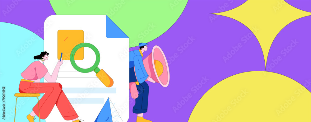 Flat vector illustration of business people operating work scene
