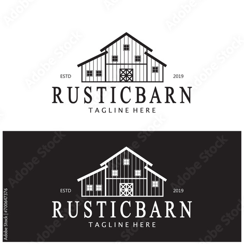 Vintage organic farmhouse or barn,warehouse, rustic barn and animal farmhouse logo design.