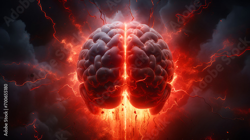 a brain in red alert