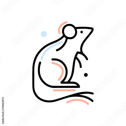 Minimal 12 Chinese Year Zodiac line cartoon character clipart for decoration of rat
