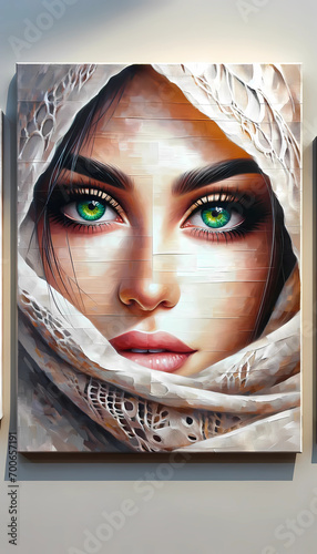 Beautiful woman's face with visible green eyes