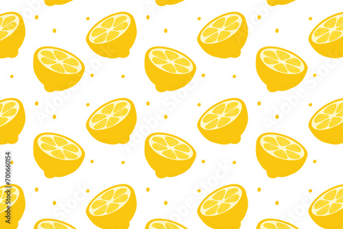 Seamless pattern of lemon halves. Bright summer tropical background
