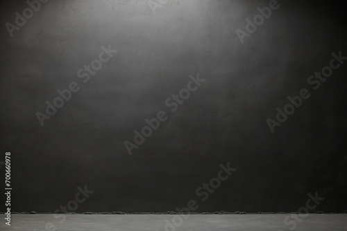 Empty room with black wall and floor. 3D Rendering.