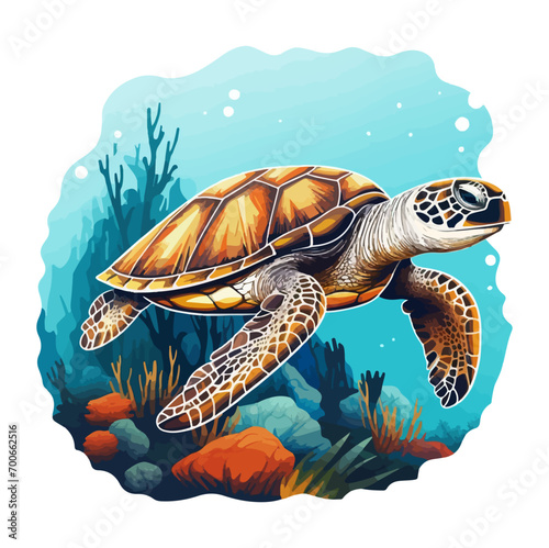 sea turtle swimming underwater in the ocean