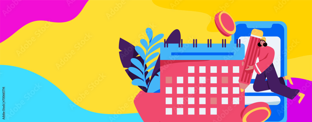 Flat vector illustration of business people operating work scene
