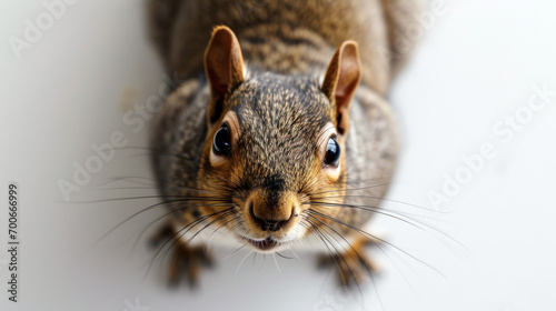 a squirrel on white background is looking up. Generative AI