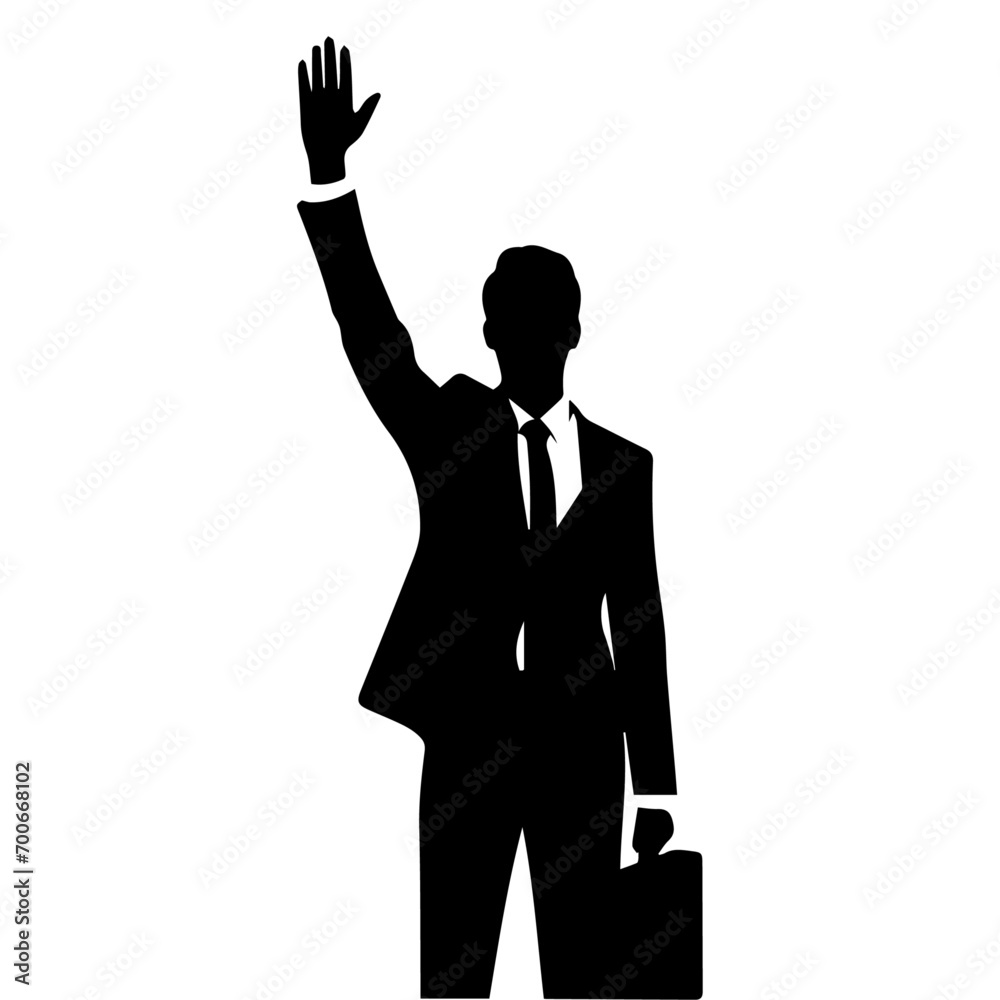 Business man Raised hand vector silhouette Business man Raised hand vector silhouette