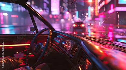 Bright luminous interior of a modern car