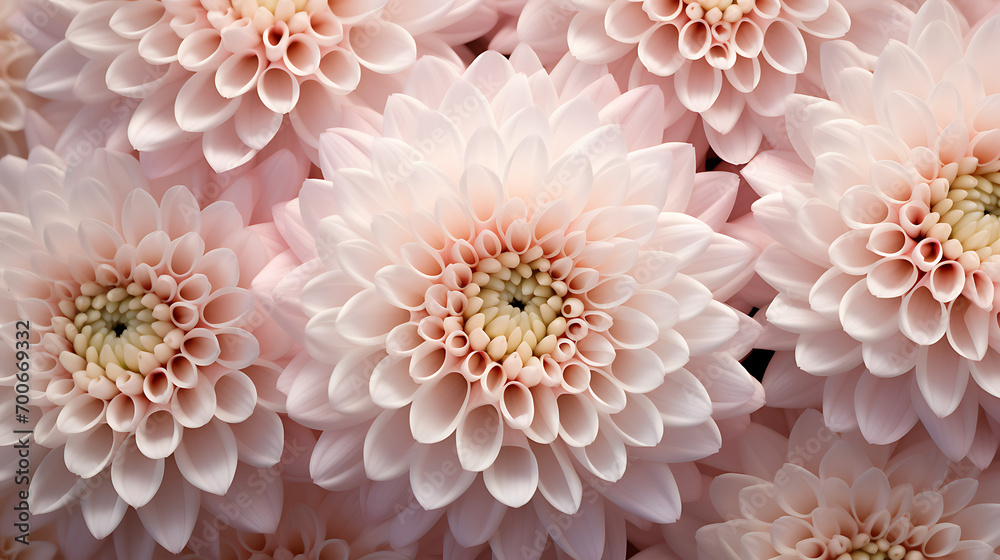 The visual harmony of symmetrical chrysanthemum flowers. Generative Ai