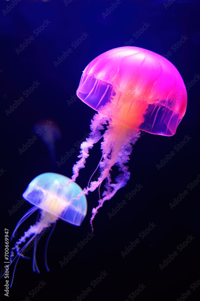 Colorful jellyfish in aquarium Colorful jellyfish in aquarium