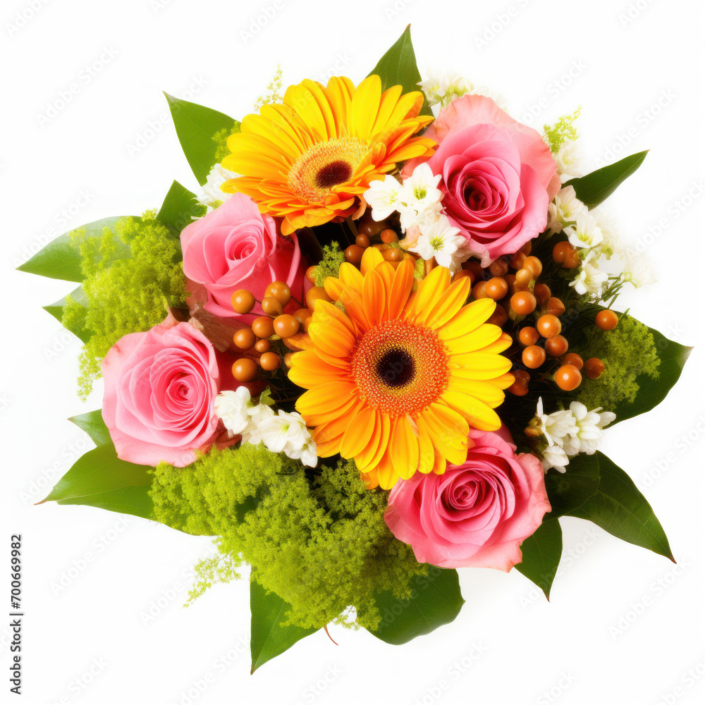 Colorful bouquet on white background