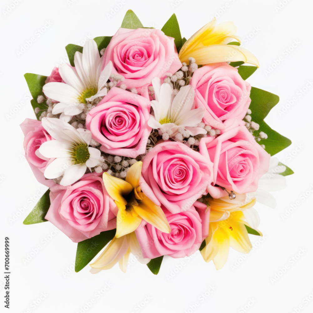 Colorful bouquet on white background