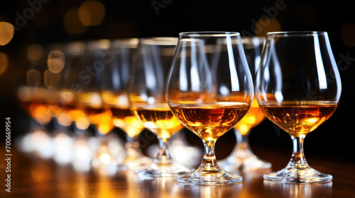 Cognac glasses on table  catering event