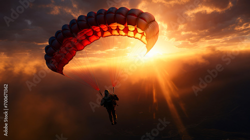 Paratrooper in the sky