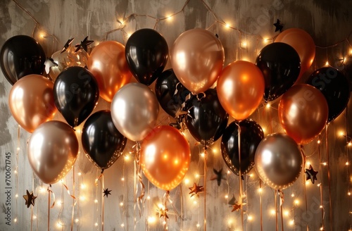 party balloons and star lights birthday party wall