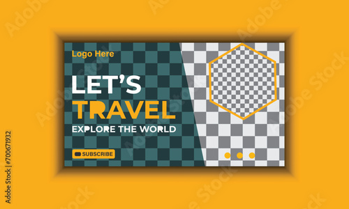 Creative travel you tube video thumbnail template design