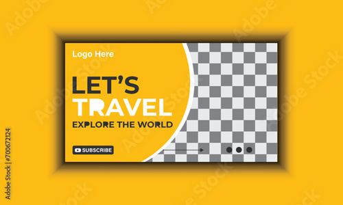 Creative travel you tube video thumbnail template design