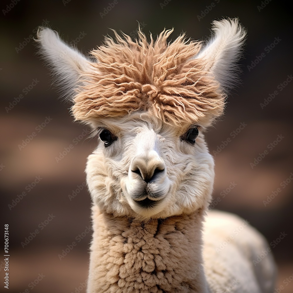 Obraz premium Portrait of an alpaca in a zoo in Spain.