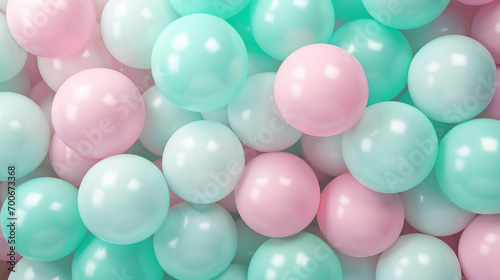 Cheerful Birthday Bash with Vibrant Balloons in Punchy Pink and Mint – Lively Celebration Atmosphere for Trendy Events and Festive Occasions