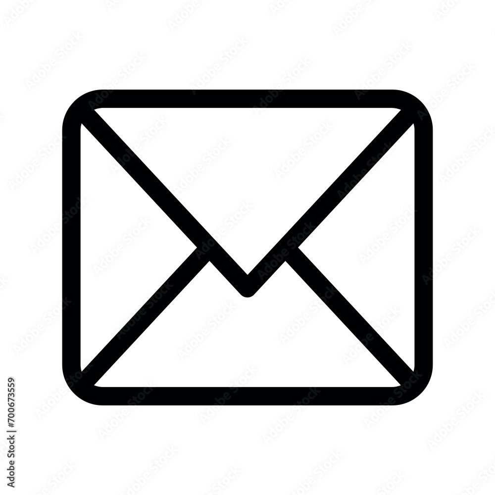 Envelope black vector icon on white background Envelope black vector icon on white background