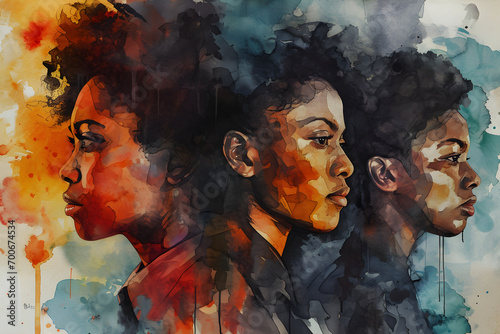 banner in watercolor painting style for African American History Month