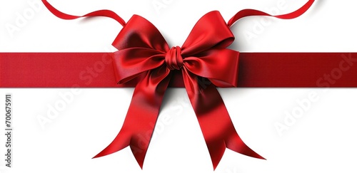 red ribbon with bow isolated on white background