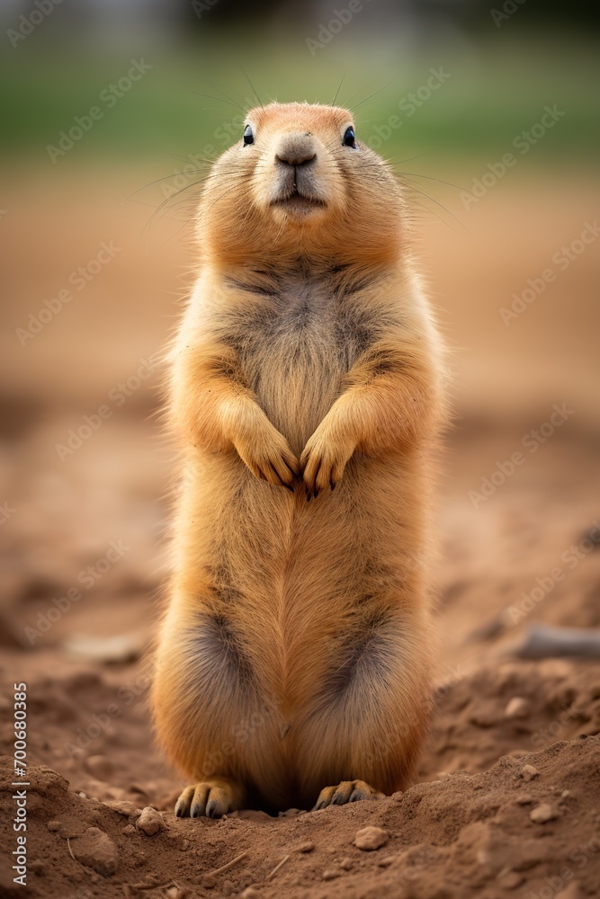 Prairie dog standing on the ground at sunset. Toned. Prairie dog standing on the ground at sunset. Toned.