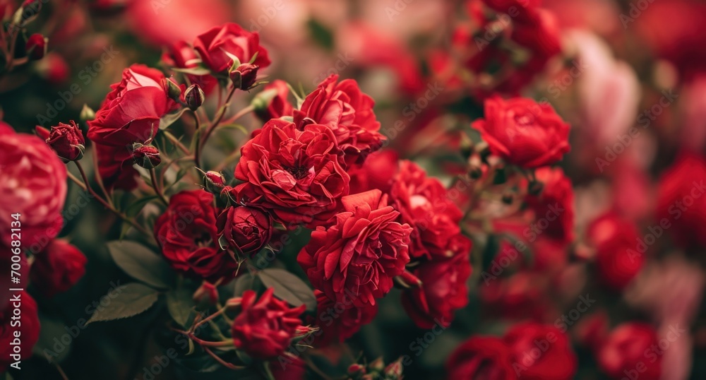 the photo gives a glimpse of the red roses