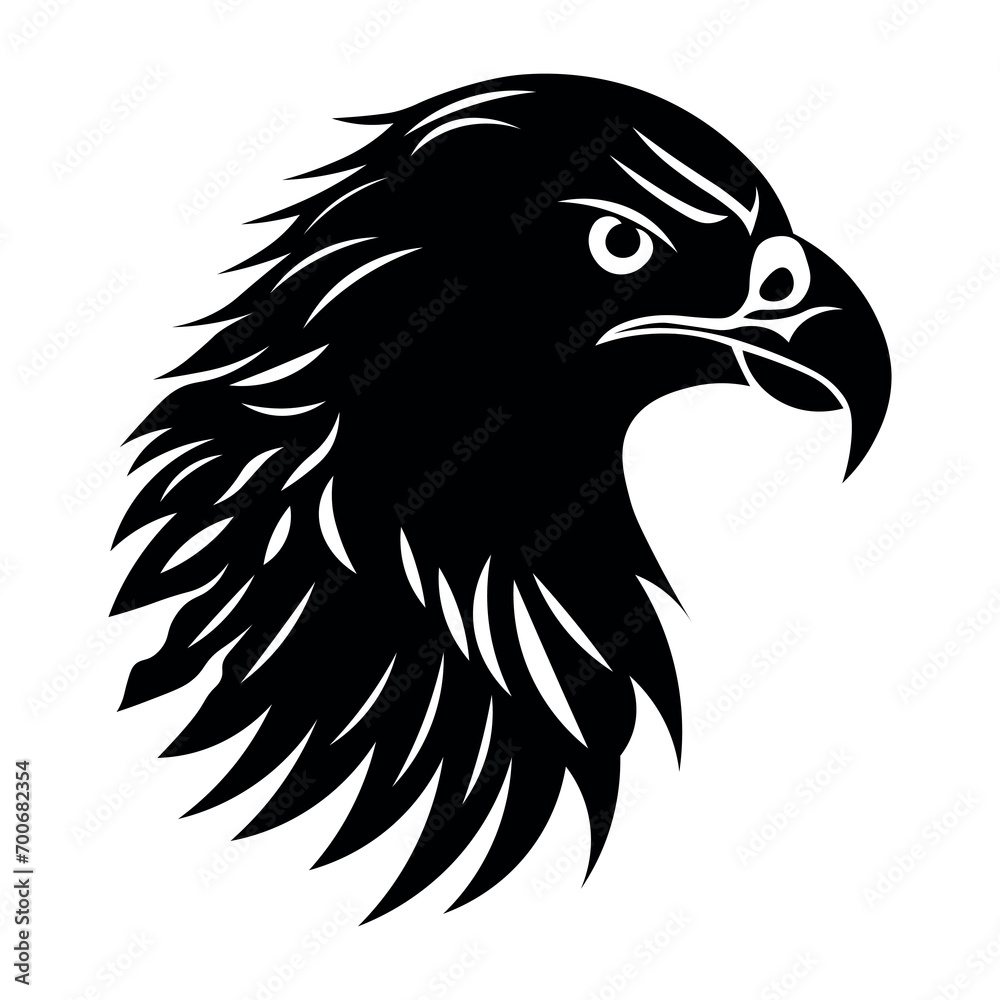 Fototapeta premium Eagle black vector icon on white background