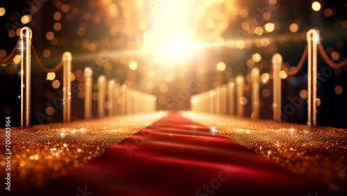 Red carpet with light luxury design concept video background looping 4k for live wallpaper photo