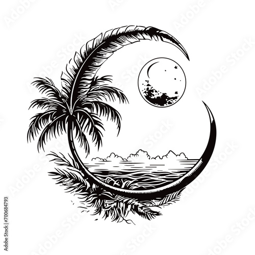 Moon svg, moon png, summer clipart, clipart, moon illustration, palm, tree, beach, tropical, vector, summer, illustration, island, silhouette, sea, sun, nature, travel, ocean, sunset, design, sky, lan