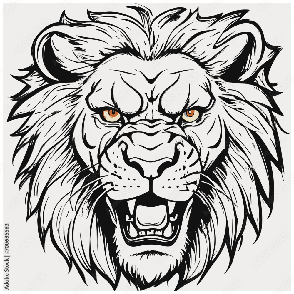 Lion face logo symbol vector image. Illustration of the jungle king with wild face for logo or tatt0o art
