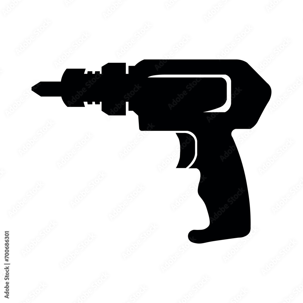 Drill black vector icon on white background