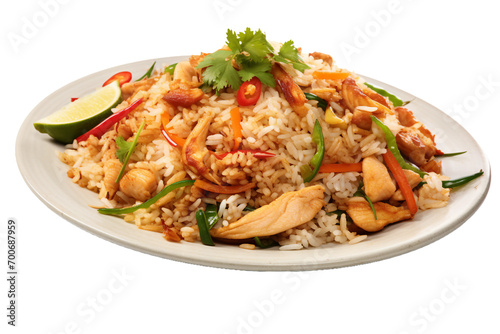 Khao Pad, transparent background, isolated image, generative AI