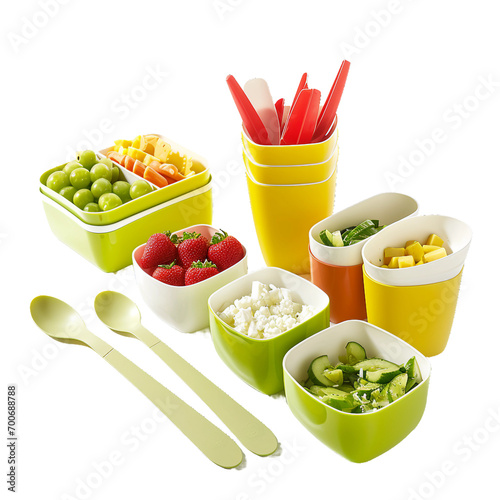 Kids Eco-friendly Lunchware, transparent background, isolated image, generative AI photo