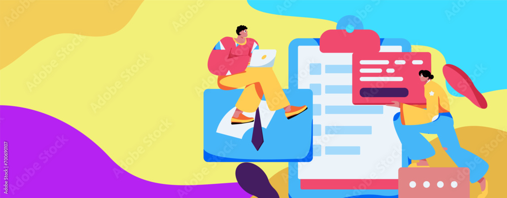 Flat vector illustration of business people operating work scene
Flat vector illustration of business people operating work scene