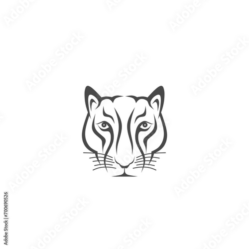 Vector design illustration of a cheetah, tiger or big cat animal head logo.