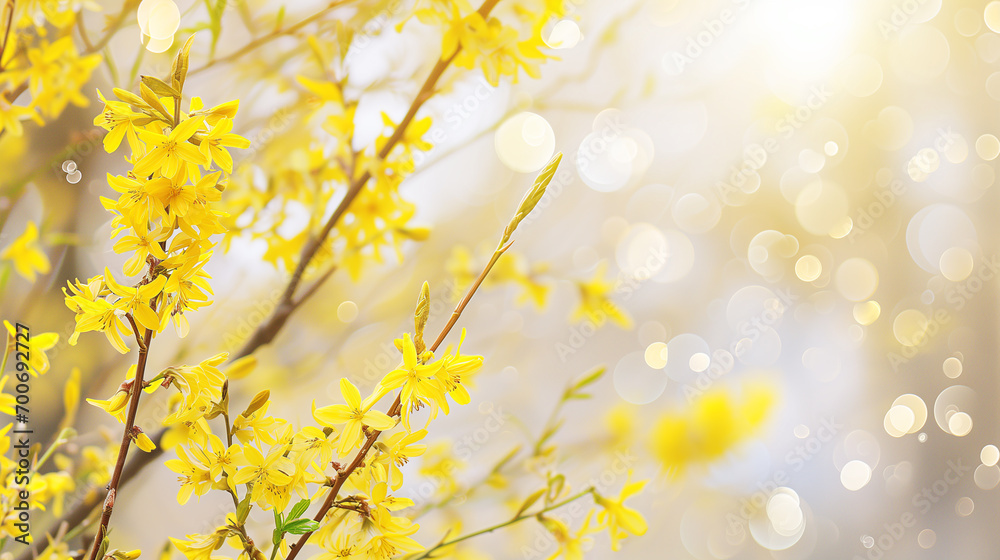 Yellow flowers of Forsythia, also known as the Japanese dogwood. Yellow flowers of Forsythia, also known as the Japanese dogwood.