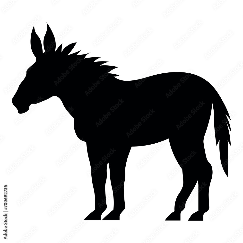 Fototapeta premium Donkey black vector icon on white background