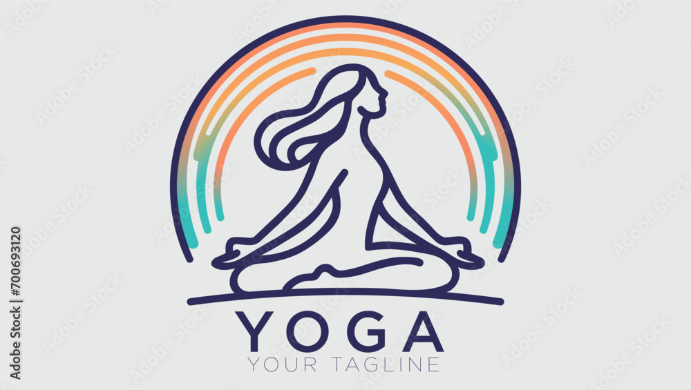 Abstract yoga Women logo - obrazy, fototapety, plakaty 
