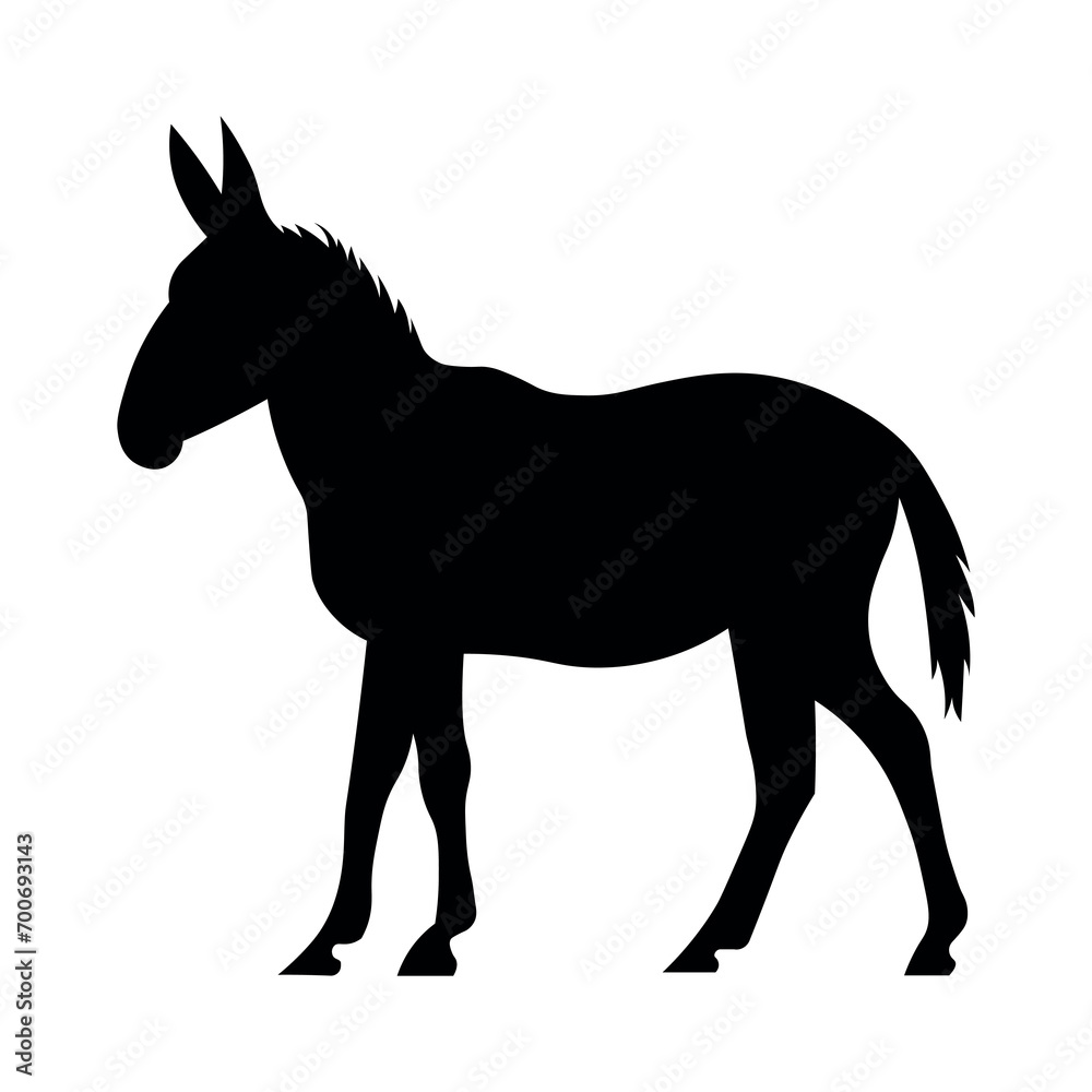 Donkey black vector icon on white background